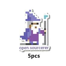 1/2/5 miếng nhãn dán Pixel Art Open Sourcerer Wizard, thiết kế lập trình viên màu tím retro, nhãn dán hài hước geek coding cho laptop bàn phím ván trượt, quà tặng trang trí chơi chữ vui nhộn cho lập trình viên kỹ sư phần mềm, nhãn dán dán phong cách game pixel cổ điển hình phù thủy - A - Xem 12