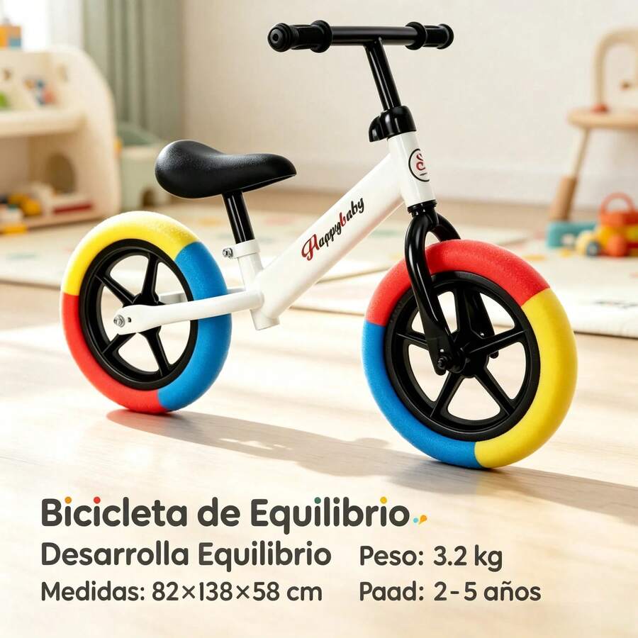 Bicicleta de equilibrio para niños de 12 pulgadas, adecuada para niños de 2 a 5 años, sin pedales, cuenta con un asiento ajustable sin necesidad de herramientas, fácil de montar, un excelente regalo para niños y niñas.HOT - Blanco - Ver 1