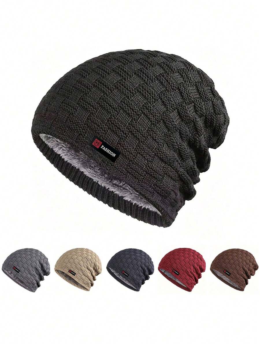 1pc Unisex Knitted Beanie Hat, Windproof & Warm, Fashionable Versatile Woolen Cap, Suitable For Daily Wear In Autumn And Winter - Multicolor - View 1