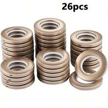 26pcs Coffee Color Quiet Curtain Rings, Standard Size Fits Roman Rods, Rounded Edges Prevent Fabric Damage, Smooth And Quiet Operation, Reusable, Suitable For Home, Apartment And Hotel Curtain Decoration - Multicolor - View 2