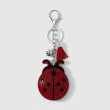 1pc Cute Fashionable Versatile Insect Series Red Shiny Rhinestone Ladybug Tassel DIY Keychain Bag Charm, Suitable For Girls And Women Daily Wear, Holiday Gift - Multicolor - View 2