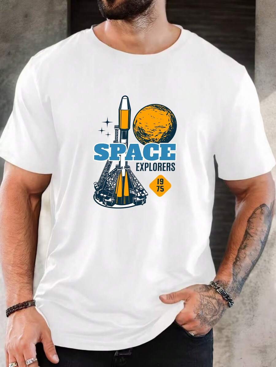 Men's Pure Cotton Short Sleeve T-Shirt Casual Summer Basic Everyday Wear Comfortable Breathable Round Neck Tee - 白色 - 查看 1