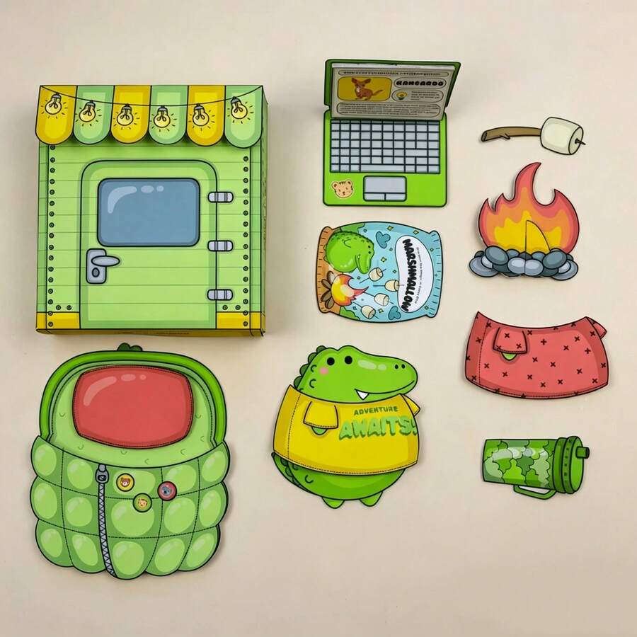 Mr. Crocodile Theme Quiet Book DIY Handmade Material Kit, Fun Crocodile Interactive Role-Play Game, Educational Stress Relief Toy For Children, Focus Training, Early Education Birthday Gift - Multicolor - View 1