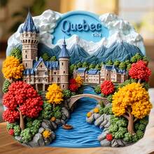 Quebec City Autumn Blaze Over The St. Lawrence And Castle Rooftops Magnet Where Every Season Tells A Story In Stone Keepsake For All Metal Surfaces Throughout The Home - A - View 6