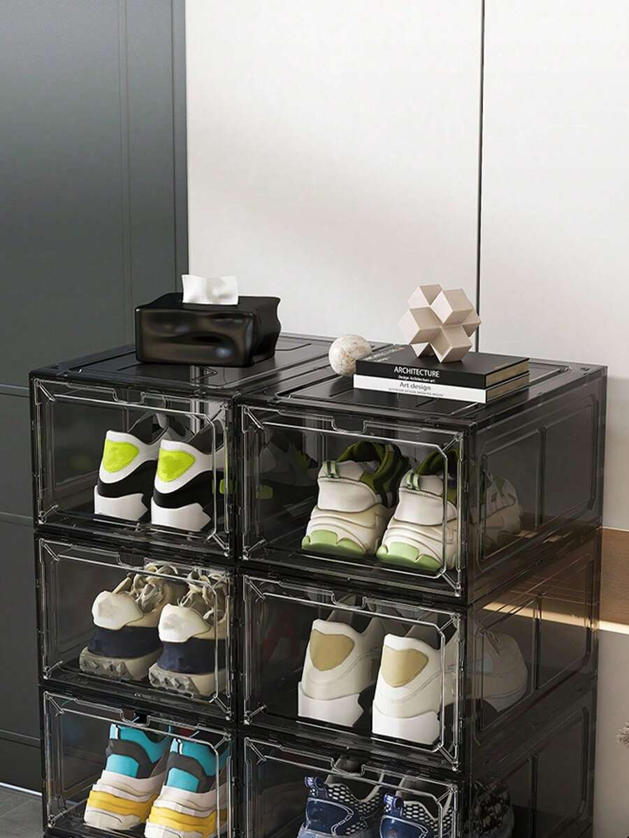 1pc Plastic Drawer Shoe Storage Box, Stackable Shoe Storage Box, Space-Saving, Easy To Assemble, Dust-Proof Shoe Storage Box, Suitable For Entryway, Bedroom, Dorm, Home Storage - View 1