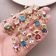 1pc Crystal Boy Girl Charms Multicolor Cubic Zirconia Family Couple Pendants For DIY Fashion Jewelry Handmade Parent Memory Necklace Bracelet - Multicolor - View 3