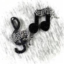 Black Flash Musical Note Treble Clef Hair Clip, Vintage Silver Staff Heart Key Pendant Lolita Music Girl Side Clip Halloween - Multicolor - View 6