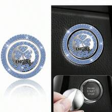 1pc Rhinestone Car One-Touch Start Button Protector/Clover Full Rhinestone Ignition Ring Button Decorative Sticker/Universal Sticker - Rhinestone Shamrock Sticker - View 12