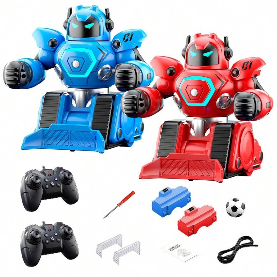 2Pcs RC Battle Robot Toy, 2.4G Remote Control Intelligent Fighting Robot, Dual Player Boxing Battle Robot, Parent-Child Interactive Combat Game Toy, Electric Smart Fighting Robot, Back To School Gift, Christmas , Birthday , Holiday Gift For Kids