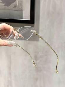 1 Pair Women's Square Frame Elegant Fashion Transparent Glasses, Suitable For Daily Wear - Clear - View 3