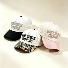 1pc MAKE HEAVEN CROWDED Embroidery Baseball Cap Mixed Color Brim Breathable Sport Hat Adjustable Strap For Men Women Street Style - Multicolor - View 3
