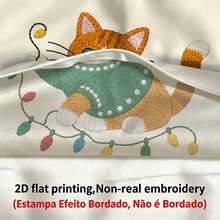 shangxia 2PCS--Christmas Colorful Lights Orange Kitten Pattern Printed Pillowcase, Winter Living Room Sofa Cushion, (No Pillow Insert)--(No Pillow Insert)---(Multiple Sizes)---(No Embroidery)---(Single-Sided Print) - Multicolor - View 4
