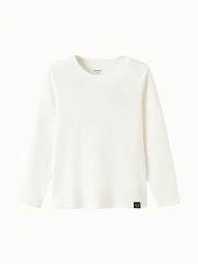 Balabala Tween Girl Long Sleeve T Shirt Boys Girls Basic Top Soft Stretch Undershirt For Fall Casual Wear - Off-white - View 4