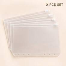 20/10/5pcs Frosted Zipper Folders, 6-Hole PVC Cash Envelopes Budget Folders, Transparent Storage Bags For Storing Invoices, Cards, Coupons And Stickers - Sets - View 3