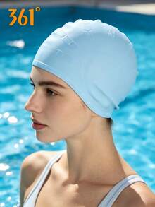 361degree 1pc 361° Ear Protection Waterproof Textured Silicone Swim Cap, High Elasticity Anti-Slip Full Coverage Long Hair Swimming Cap, Unisex Adult Comfortable Bath Cap, Suitable For Pool Swimming, Beach Surfing And Water Sports - Multicolor - View 3