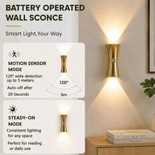 現代 LED 磁吸壁燈，LED 無線感應壁燈，可調光壁燈裝飾燈，LED 無線臥室床頭夜燈，適用於走廊、浴室、臥室、廚房、家居裝飾、客廳裝飾 - 沙漏造型 - 查看 5