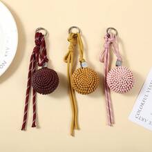 New PU Mini Bag Charm, Versatile Handmade Woven Ball Keychain, Women's Bag Accessory Pendant - Multicolor - View 2
