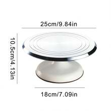 1Pc 10 Inch Aluminium Alloy Rotating Cake Turntable, Silent Smooth Spinning Decorating Stand, Heavy-Duty Handy Baking Accessory For Cake Decorating, Dessert & Pastry Making - Silver - View 12