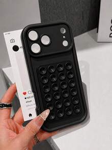 VRNOEI 1件極簡色塊矽膠吸盤手機殼，適用於 iPhone 17 11 12 13 14 15 16 17 18 Pro Max，防震全包覆相機保護殼，防刮防指紋，親膚觸感光滑 - 黑色 - 查看 2