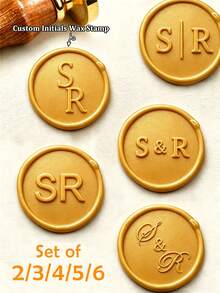 2/3/4/5/6pcs Customized Initial Wedding Wax Seal Stamp Set, Personalized Wax Seal Stamp Kit, Invitation Seal, Customizable Any Logo Or Initial Wax Seal Stamp Set, Multiple Sizes Available, Personalized Any Logo Wax Seal Set - Multicolor - View 2