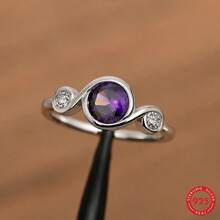 1pc Violet Ring, Women's Ring, Ideal Gift For Women And Girls On Any Occasion. Perfect Gift For Women, Mom, Mother-In-Law, Wife, Daughter, Relative And Best Friend. Perfect Birthday Gift, Anniversary Gift, Christmas Gift, Graduation Gift, Mother's Day Gift, Valentine's Day Gift Or Cute Gift For Yourself - Silver - View 4