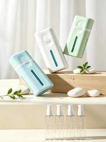 Multifunctional 4-In-1 Travel Dispenser Bottle Set, Multi-Compartment Design, Portable Leak-Proof Container, Suitable For Camping, Business Trips, Fitness And Outdoor Activities, Compact Refillable Water Bottles - Multicolor - View 3
