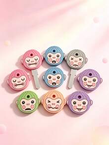 1/3/6pcs Fun ID Colorful Pvc Monkey Key Covers - Soft Key Caps For Easy Key Sorting At Home - Ideal For Family & Friends, Perfect Stocking Stuffer Gift - View 3