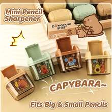 1pc Animal Capybara Portable Pencil Sharpener (Random Color) - Cartoon Dual-Hole Design, No Battery Required, Plastic Material, Suitable For Home And Classroom Use | Fun Design [Durable Student Pencil Sharpener, Various Colors, Compact And Portable] - Multicolor Random - View 2