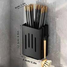 1pc Wall-Mounted Chopstick Holder With Drip Tray, Multi-Functional Kitchen Utensil Rack, Suitable For Spoons, Chopsticks And Tableware, Kitchen Gadget Storage Rack - Multicolor - View 14