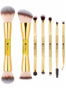 DUcare Golden 7-Piece Shimmer Multi-Functional Dual-Ended Makeup Brush Kit, All-In-One Foundation Powder Concealer Contour Eyeshadow Makeup Brush Collection, Crafted With Synthetic Fibers For A Flawless, Portable And Essential Beauty Brush Tool - Gold - View 1