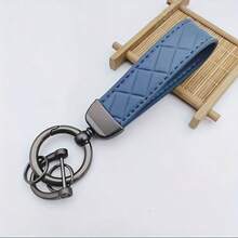Faux Leather Car Keychain With Anti-Lost D-Ring, Minimalist Key Ring Lanyard Pendant - A - View 12