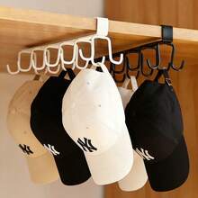 1/2pcs Hat And Bag Storage Rack, Belt Storage Rack, Closet Accessory Storage Rack, 6 Hat Hooks, Closet Clothing Storage Rack, Drill-Free Easy Storage Rack, Closet Hook Organizer, Longest Side 10.2 Inches, Second Longest Side 8.6 Inches, Height 3.1 Inches - Upgraded White - View 7