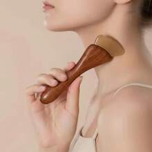 1 Set Isi 5 Buah Papan Gua Sha Tanduk dengan Pegangan Kayu Anti Selip, Alat Pijat Wajah untuk Kecantikan dan Perawatan Kulit di Rumah - View 1