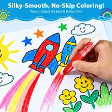12pcs Cute Large Crayons, 12 Colors Twistable Crayons, Washable Crayons, Smooth Large Crayons, For Coloring And Drawing - Multicolor - View 3