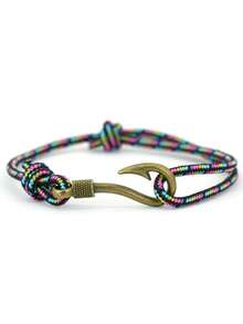 51Luckind Charm Fish Hook & Anchor Bracelet, Adjustable Double-Layer Milan Cord Bracelet, Unisex Nautical Adventure Accessory Gift - Fishhook Bracelet - View 24