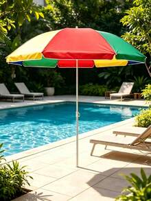Colorful Spliced Outdoor Sun Umbrella, Multiple Sizes Available, Sun‑Proof And Rain‑Proof, Sturdy Umbrella Pole, Suitable For Multiple Scenarios Such As Beaches, Courtyards And Street Vending - A - View 4