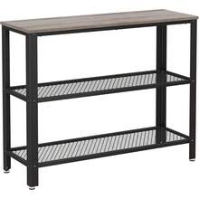 Consola industrial de 40 pulgadas, estante de almacenamiento de tres niveles para la entrada, mesa estrecha para sofá, para sala de estar, pasillo, corredor, dormitorio, gris-negro, 13.8 x 40 - Negro - Ver 1