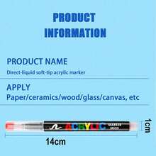 12/24/36 Colors Liquid Acrylic Markers, Soft Tip, Marker Pens, Professional Art Use For Adults, Suitable For Canvas, Stone, Wood, Glass, Ceramic, Fabric, Etc., DIY Craft Creation - Multicolor - View 7