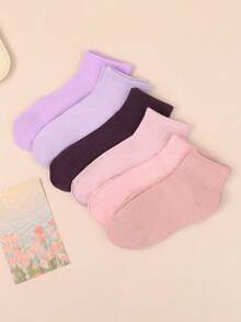 1/3/5/10 Pairs Women Solid Color Roll Top Ankle Socks, Soft Breathable Cotton Casual Low Cut Socks, Multicolor Daily Wear Comfort Short Socks - Multicolor - View 7