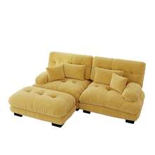Sofa Yellow Made Of Chenille For Living Room - 黃色 2 人座 - 查看 6