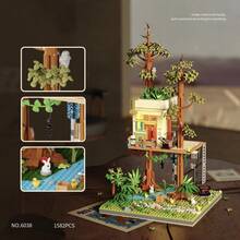1000+Pcs Jungle Broadcast Station Luxury Building Blocks, Forest Observation Station 2-Story Treehouse Model Toy, Ocean View Wooden Villa Tower, Suitable For Adults To Relieve Stress And Reduce Anxiety, Interesting Adult Game Set, Creative Home Scene Puzzle, Exquisite Desktop Decoration, Birthday Gift For Boyfriend/Girlfriend - Multicolor - View 5