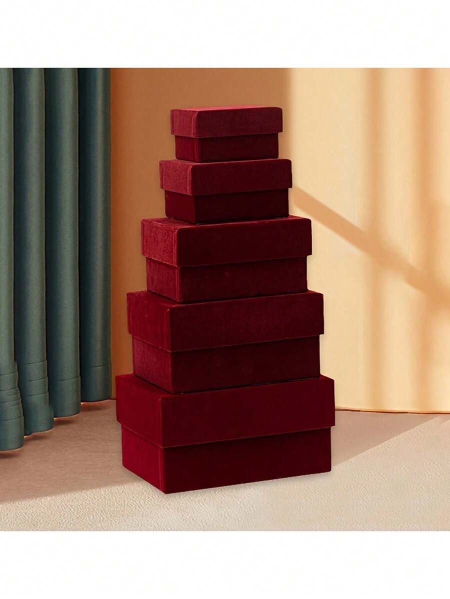 1pc Nested Gift Box, Burgundy Gift Box, Suitable For Floral Arrangement, Wedding, Birthday, Valentine's Day, Bridesmaid, Christmas Party, Anniversary - A - View 1