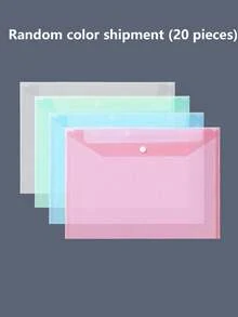 5/10/20/40/60/80pcs Morandi Color A4 Transparent Plastic Snap Button File Bags, 1mm Thick Large Capacity Document Envelopes, Waterproof Exam Paper Bill Storage Folders, Student Office Stationery Organizer Bags, Random Style Sent - Sets - View 18
