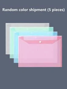 5/10/20/40/60/80pcs Morandi Color A4 Transparent Plastic Snap Button File Bags, 1mm Thick Large Capacity Document Envelopes, Waterproof Exam Paper Bill Storage Folders, Student Office Stationery Organizer Bags, Random Style Sent - Sets - View 15
