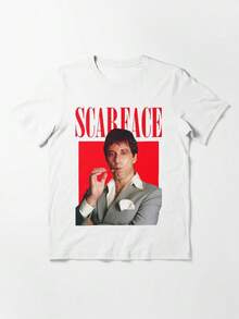 ScarfaceS Al Pacino Retro Graphic T-Shirt, Oversized Cotton Short Sleeve Crew Neck T Shirt Summer Outfit - 白色1 - 查看 11
