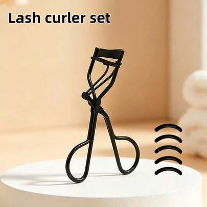 1 Professional Stainless Steel Eyelash Clip, Equipped With 5 Replaceable Silicone Pads, Featuring A Stretchable Spring For Easy Grip, No Power Supply Or Batteries Required, Alcohol-Free - Suitable For All Eye Shapes - Enhances And Thickens Eyelashes