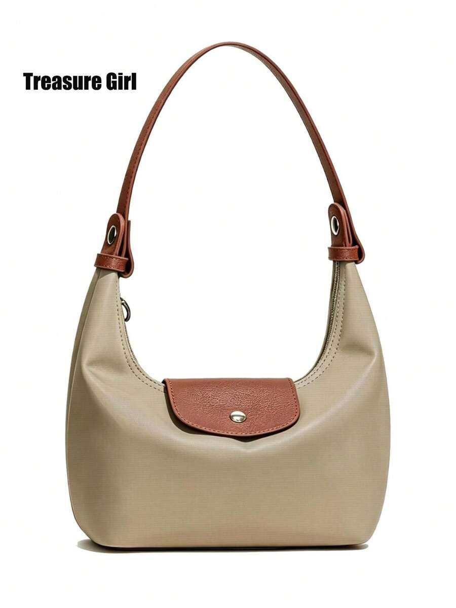 Fashionable Convertible Women's Mini Nylon Crescent Dumpling Bag, Lightweight Shoulder Wallet, Double Strap Crossbody Bag, Nylon Shoulder Bag - Khaki - View 1