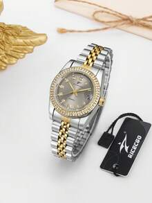 RICECGO A Women's Wristwatch, A Stylish Accessory With A Double-Row Diamond Bezel-Elegant And Perfect For Both Work And Formal Events. - Multicolor - View 6