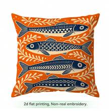 4pcs/1pc Vintage Sardine Pattern Pillow Case Without Insert, Single-Sided Printed Pillow Case, Suitable For Living Room Bedroom Home Decor, All-Season Pillow Case - Multicolor - View 12