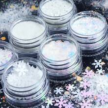 6pcs White Snowflake Christmas Resin Filling Glitter Flakes - Snowflake Fine Powder Thin Sheets - For DIY Christmas Mold Filling Material - Jewelry And Keychain Making, Christmas Craft Decoration - White - View 4